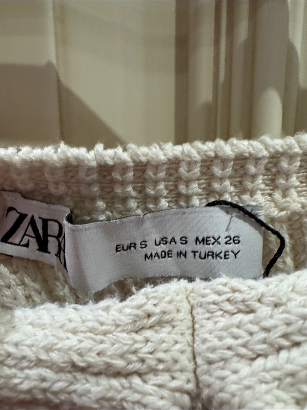 Zara Off-White Textured Knit Top
